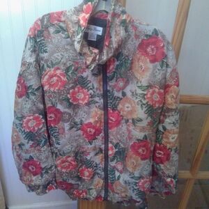 Floral Women's Track Jacket by Lady Bear in Red and Beige